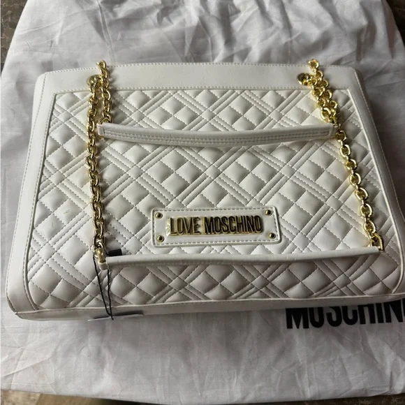 Love Moschino Cream Quilted Shoulder Bag - Picture 1 of 7